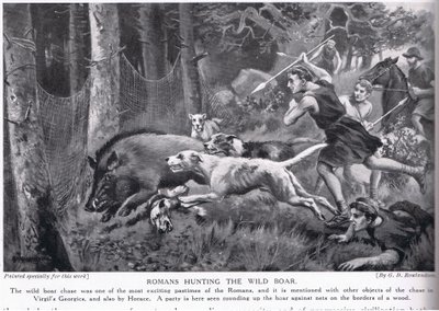 Romans hunting wild boar by George Derville Rowlandson